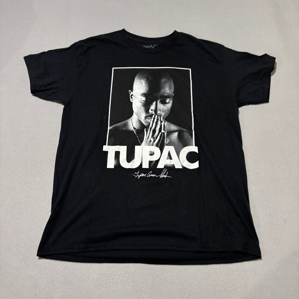 2Pac Tupac Shakur Graphic T-Shirt Mens Large Black Bravado Hip Hop Rap Tee